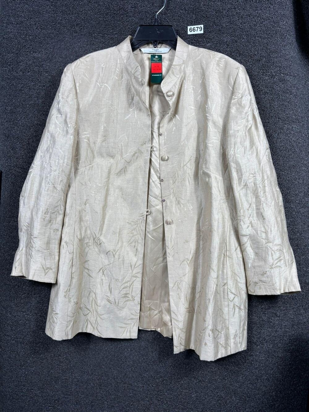 VTG St Michael Marks & Spencer Jacket Women 18 UK 14 US Linen Blend Longline 90s